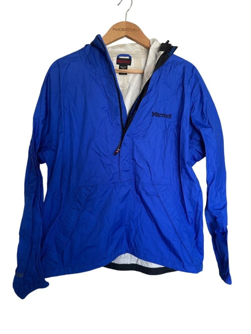 Marmot Men's LG Nylon 1/4 Zip Blue Windbreaker Jacket Outdoor Gorpcore Camping